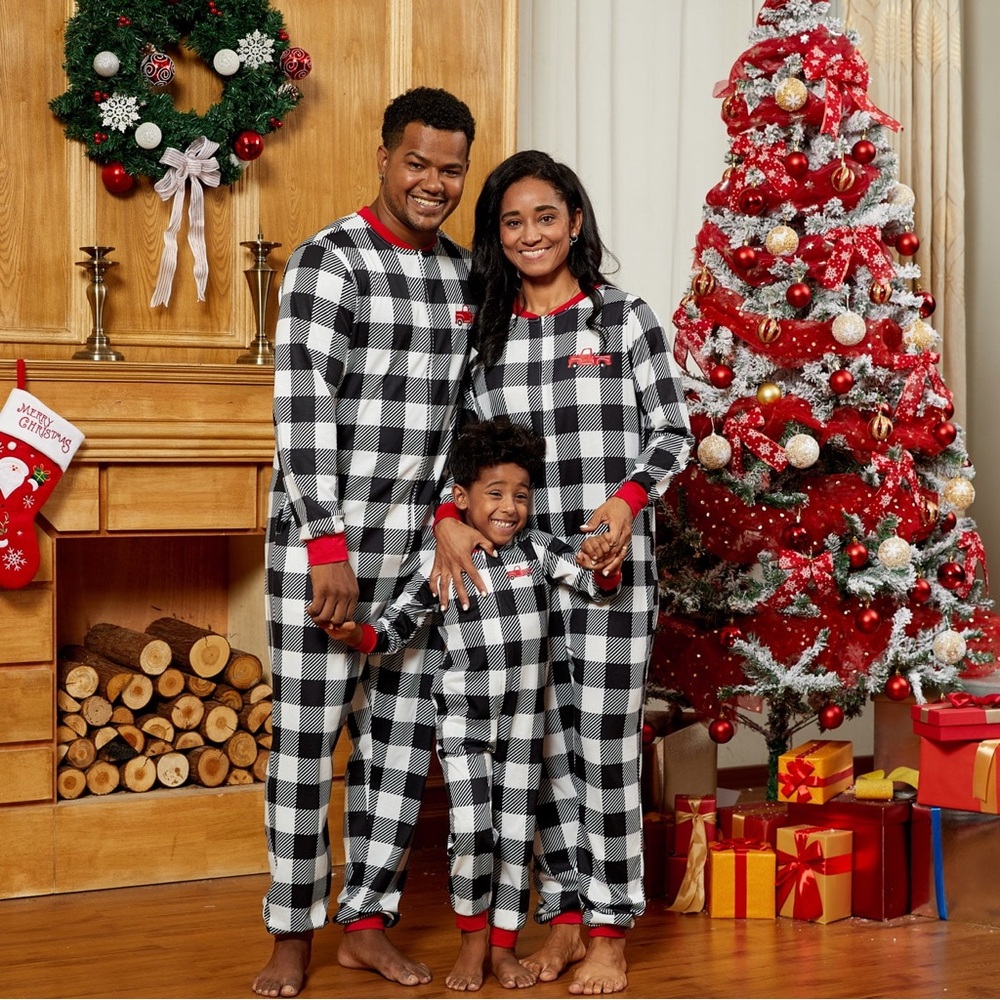 Men’s PatPat Black and White Checkered onesie - Medium